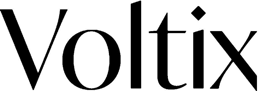 Schwarzes Logo der Stromvergleichs-Plattform „Voltix“ in eleganter, moderner Schriftart